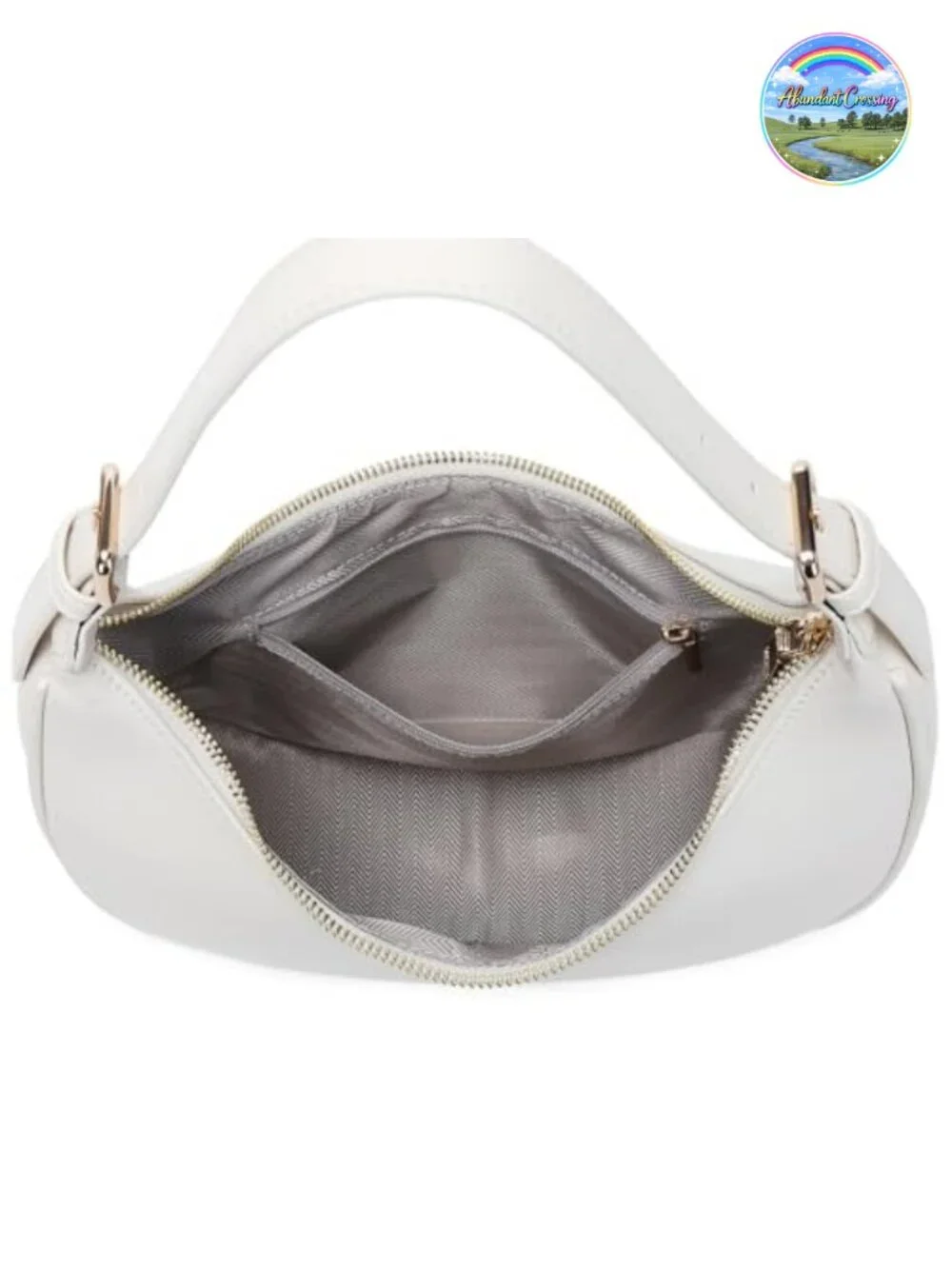 Small Faux Leather Crescent Hobo Crossbody Bag with Zipper